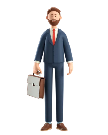 Empresario de traje con maletín  3D Illustration