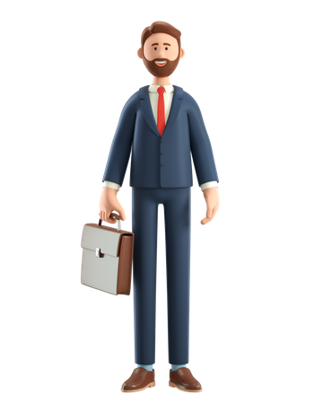 Empresario de traje con maletín  3D Icon
