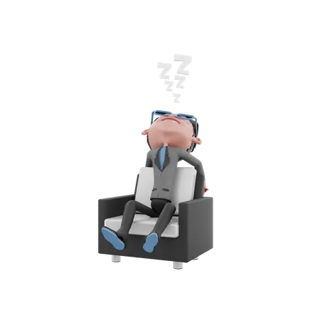Pessoa de negócios deitada na cadeira  3D Illustration
