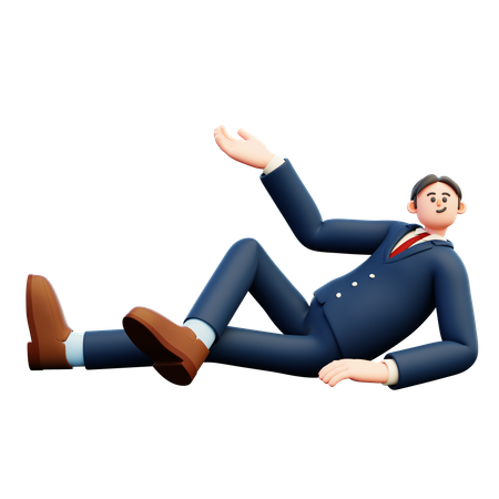 Empresário deitado no chão  3D Illustration