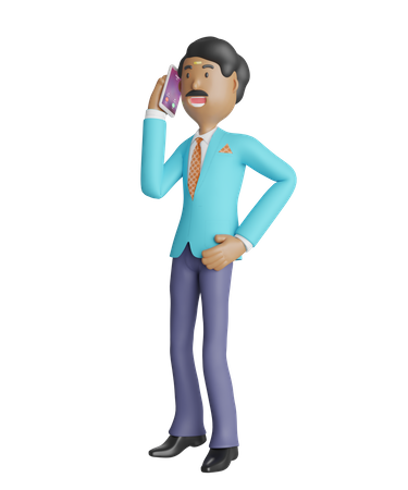 Empresario del sur de India hablando por teléfono  3D Illustration