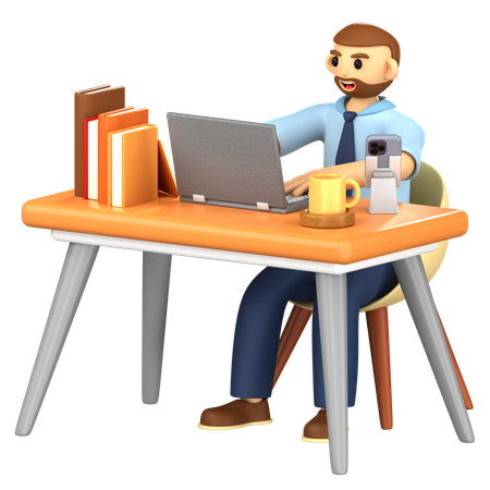Empresário digitando  3D Icon
