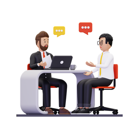 Empresário discutindo com novo candidato  3D Icon