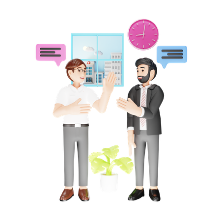 Empresário e funcionários estão discutindo  3D Icon