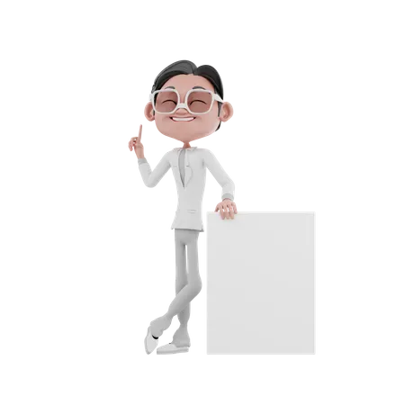 Empresário de pé com quadro em branco  3D Illustration