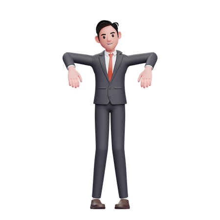 Empresário em pose de marionete de terno formal  3D Illustration