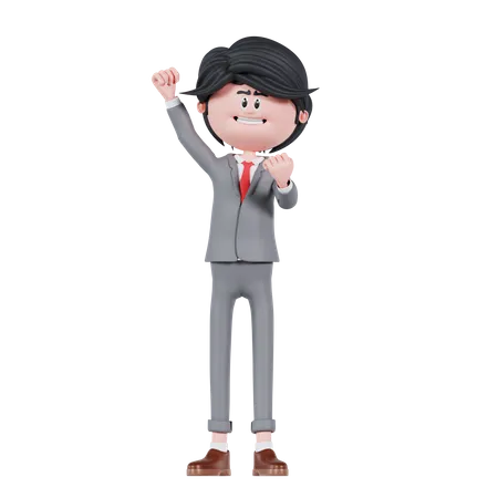 Empresario emocionado  3D Illustration