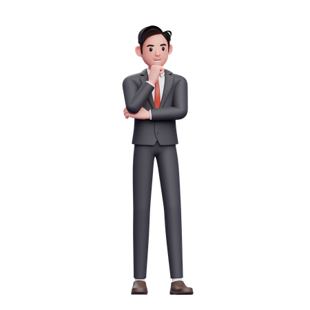 Hombre de negocios en traje formal pensando  3D Illustration
