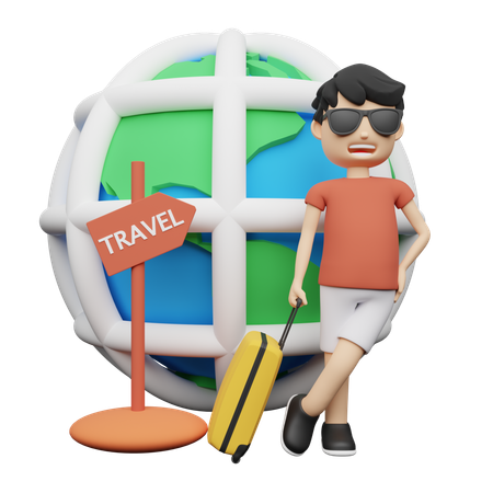 Empresario en viaje internacional  3D Icon