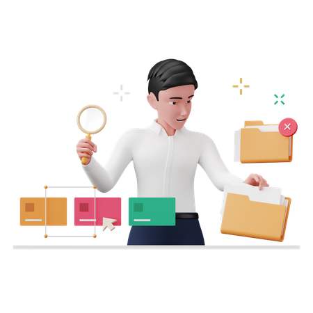 Empresário encontrando arquivo  3D Icon