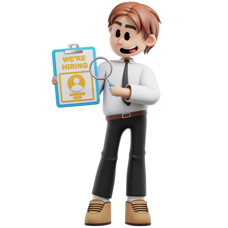 Empresario Encuentra Empleo Reclutamiento  3D Icon