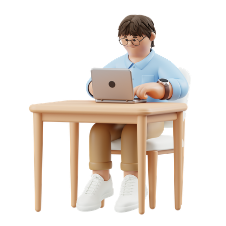 Empresario escribiendo en la computadora portátil  3D Illustration