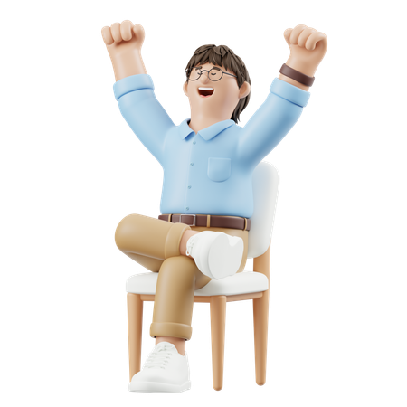 Hombre de negocios estirándose en una silla  3D Illustration