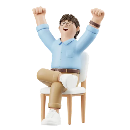Hombre de negocios estirándose en una silla  3D Illustration