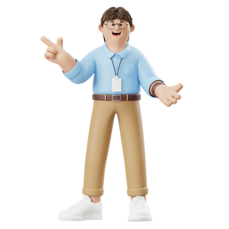 Hombre de negocios explicando algo de lado  3D Illustration