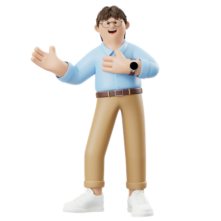 Hombre de negocios explicando ideas  3D Illustration