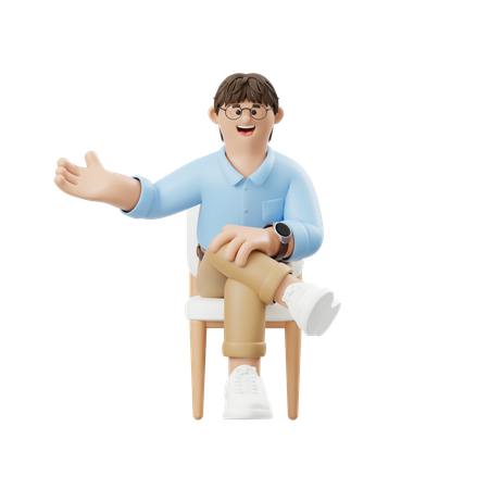 Hombre de negocios explicando mientras está sentado  3D Illustration
