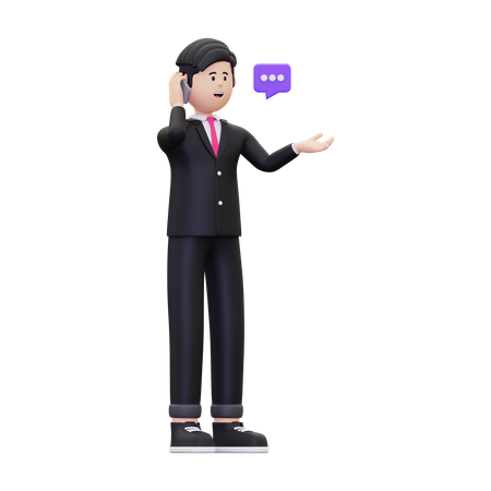 Empresário falando ao telefone  3D Illustration