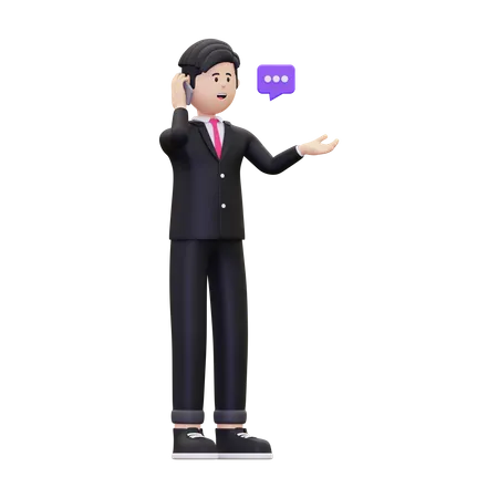 Empresário falando ao telefone  3D Illustration
