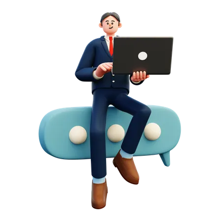 Empresário fazendo comunicação on-line  3D Illustration