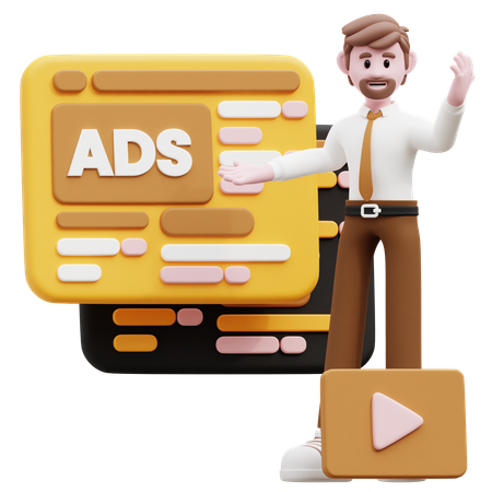 Empresário fazendo marketing de vídeo  3D Icon