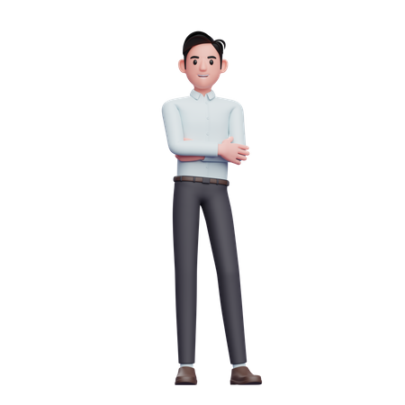 Empresario frío posando con los brazos cruzados  3D Icon