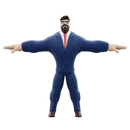 Hombre de negocios fuerte  3D Illustration
