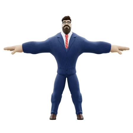 Hombre de negocios fuerte  3D Illustration