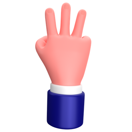 Gesto de la mano de tres dedos del empresario  3D Icon