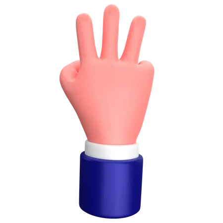 Gesto de la mano de tres dedos del empresario  3D Icon