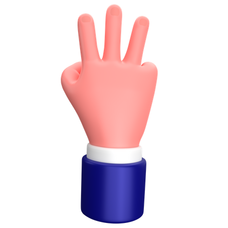 Gesto de mão de três dedos do empresário  3D Icon