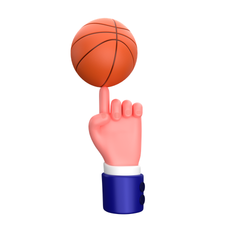 Empresário girando uma bola de basquete em seu sinal de gesto com a mão do dedo  3D Icon