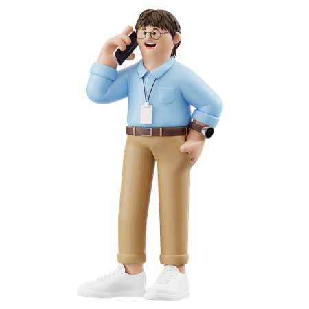 Hombre de negocios hablando con un cliente por teléfono  3D Illustration