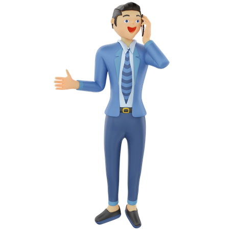 Empresario hablando por teléfono  3D Illustration