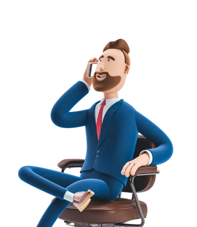 Empresario hablando por teléfono inteligente mientras está sentado en una silla  3D Illustration