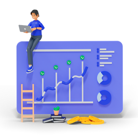 Empresario haciendo análisis de datos  3D Illustration