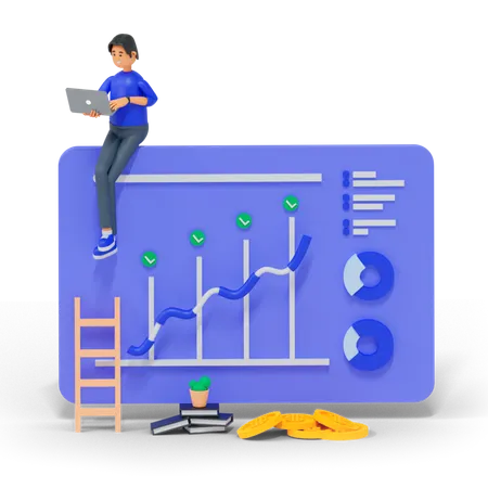 Empresario haciendo análisis de datos  3D Illustration