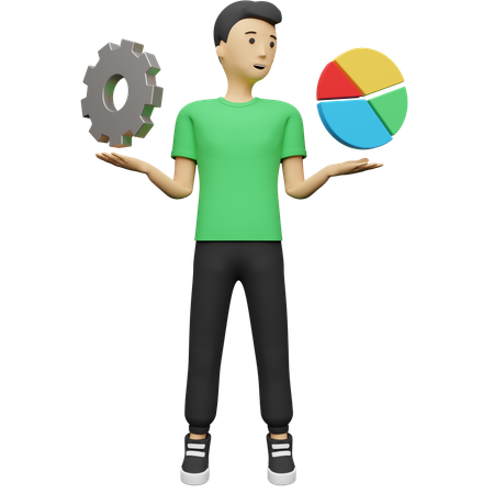 Empresario haciendo gestión de datos  3D Icon