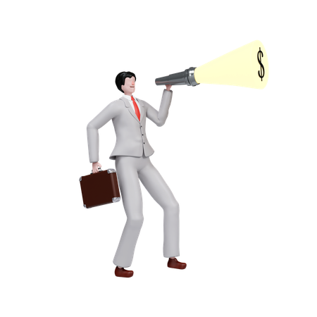 Empresario haciendo marketing con megáfono  3D Icon