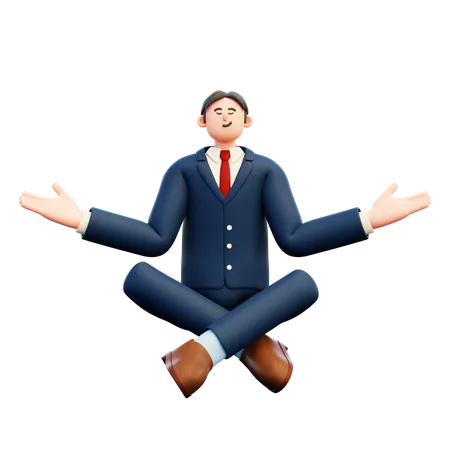 Empresario haciendo meditación  3D Illustration