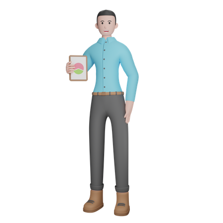 Empresário segurando relatório de negócios  3D Illustration