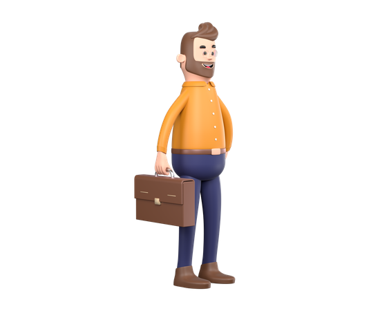 Empresario sosteniendo maletín  3D Illustration