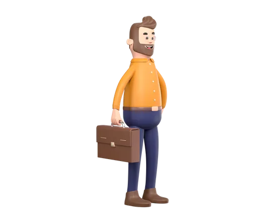 Empresario sosteniendo maletín  3D Illustration