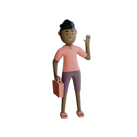 Empresario sosteniendo maletín  3D Illustration