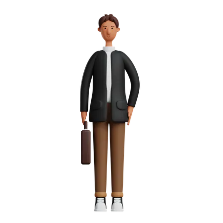 Empresario sosteniendo maletín  3D Illustration