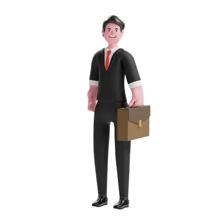 Empresario sosteniendo maletín  3D Illustration