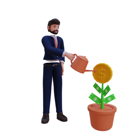 Empresário investindo dinheiro  3D Illustration