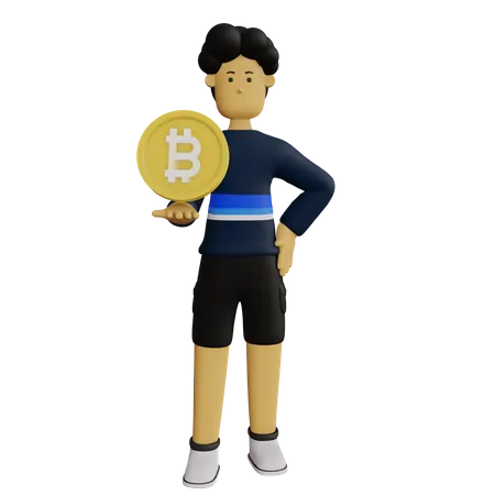 Empresário investindo em Bitcoin  3D Illustration