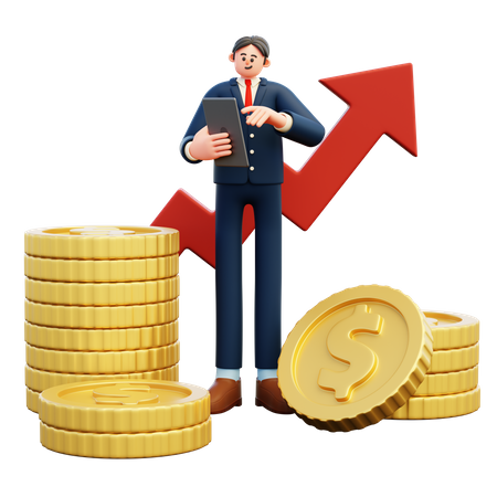 Empresario invirtiendo dinero en stock  3D Illustration