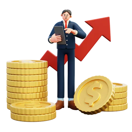 Empresario invirtiendo dinero en stock  3D Illustration